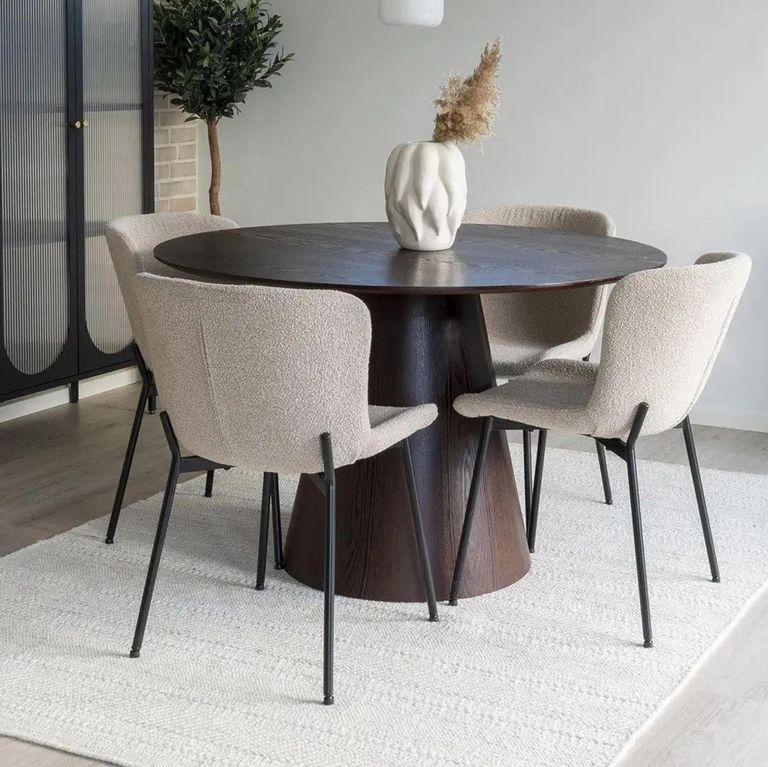 Maceda Dining Chair - Set of 2 - Beige Boucle Fabric