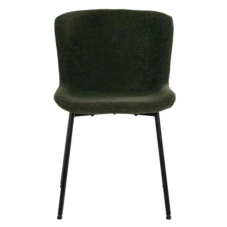 Maceda Dining Chair - Set of 2 - Dark Green Boucle Fabric