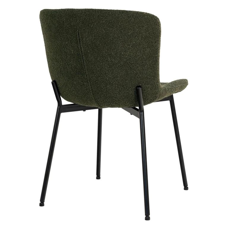 Maceda Dining Chair - Set of 2 - Dark Green Boucle Fabric