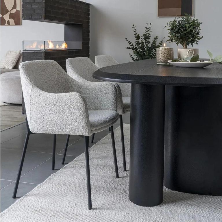 Melilla Dining Chair - Set of 2 - White Boucle Fabric