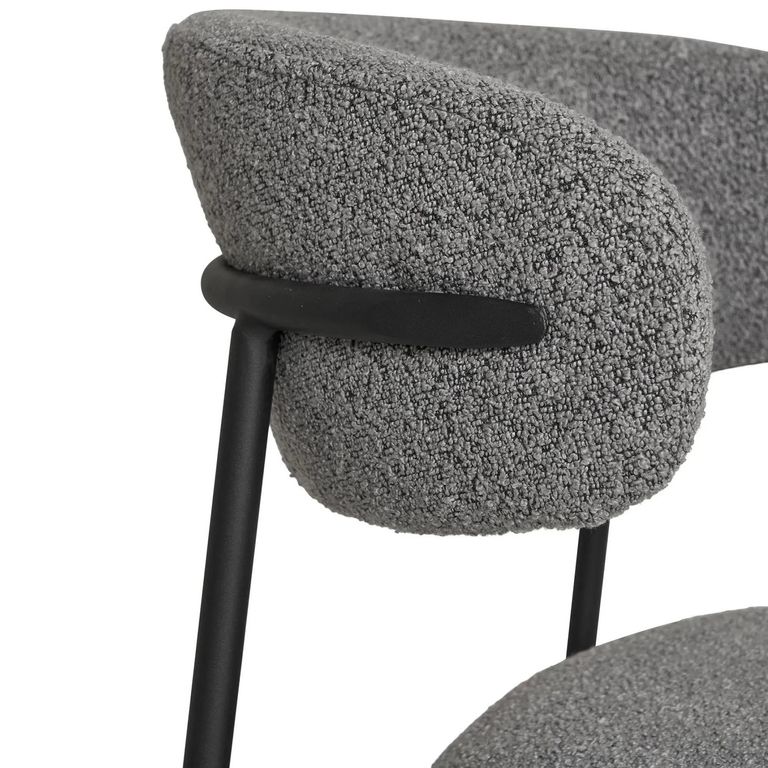 Mira Dining Chair - Set of 2 - Light Grey Boucle Fabric