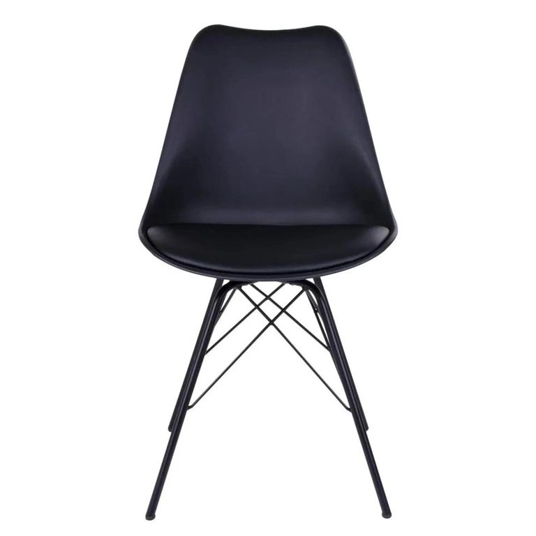 Oslo Dining Chair - Set of 2 - Black Faux Leather