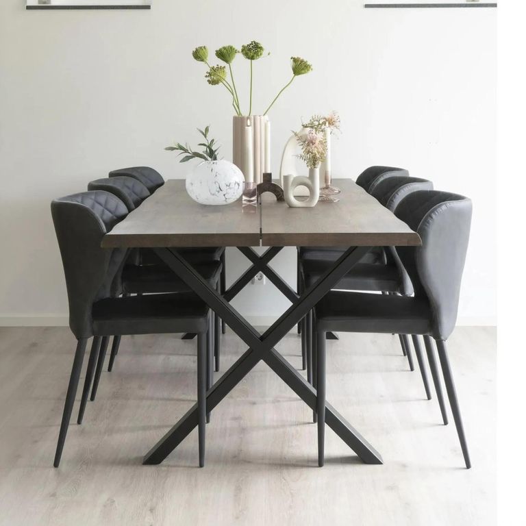 Pisa Dining Chair - Set of 2 - Black Faux Leather