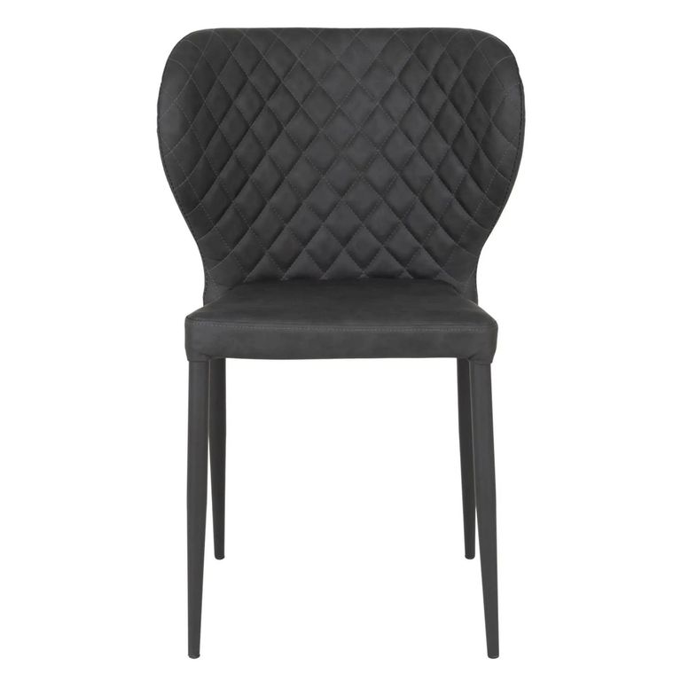 Pisa Dining Chair - Set of 2 - Dark Grey Faux Leather