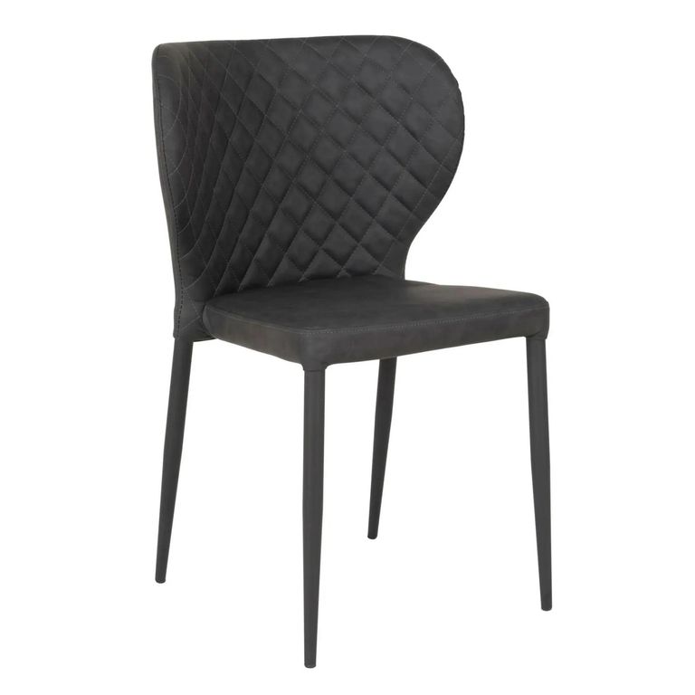 Pisa Dining Chair - Set of 2 - Dark Grey Faux Leather