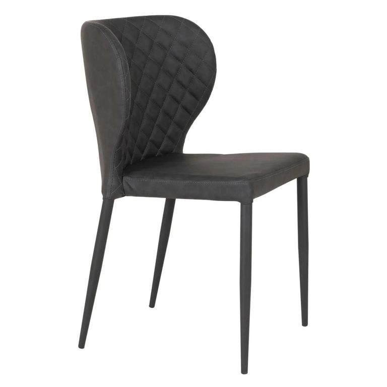 Pisa Dining Chair - Set of 2 - Dark Grey Faux Leather