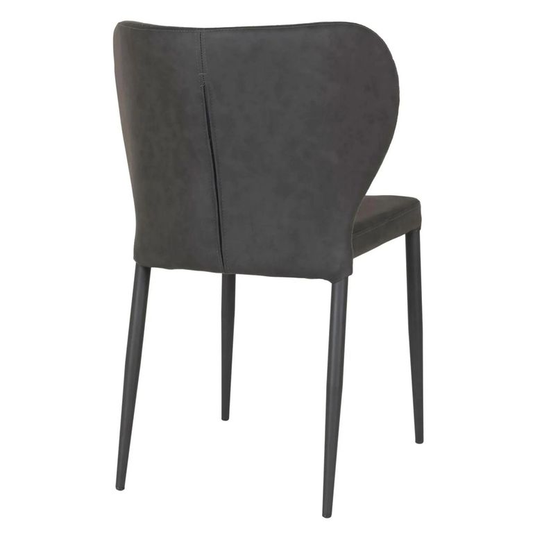 Pisa Dining Chair - Set of 2 - Dark Grey Faux Leather