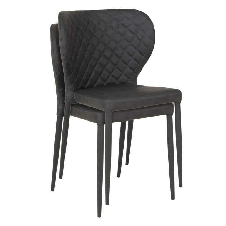 Pisa Dining Chair - Set of 2 - Dark Grey Faux Leather