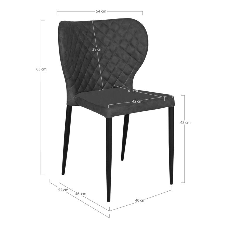 Pisa Dining Chair - Set of 2 - Dark Grey Faux Leather