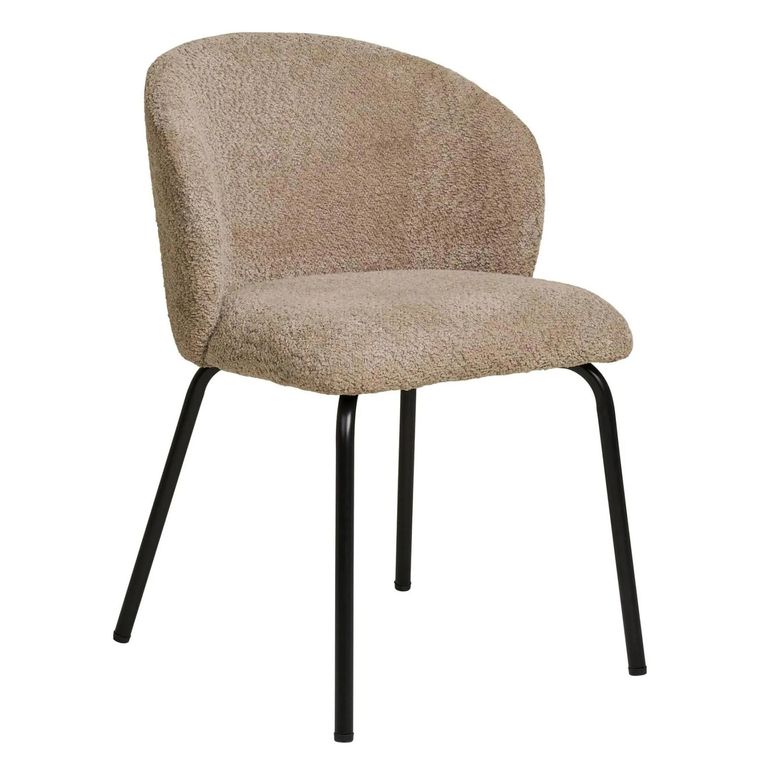 Safira Dining Chair - Set of 2 - Beige Boucle Fabric
