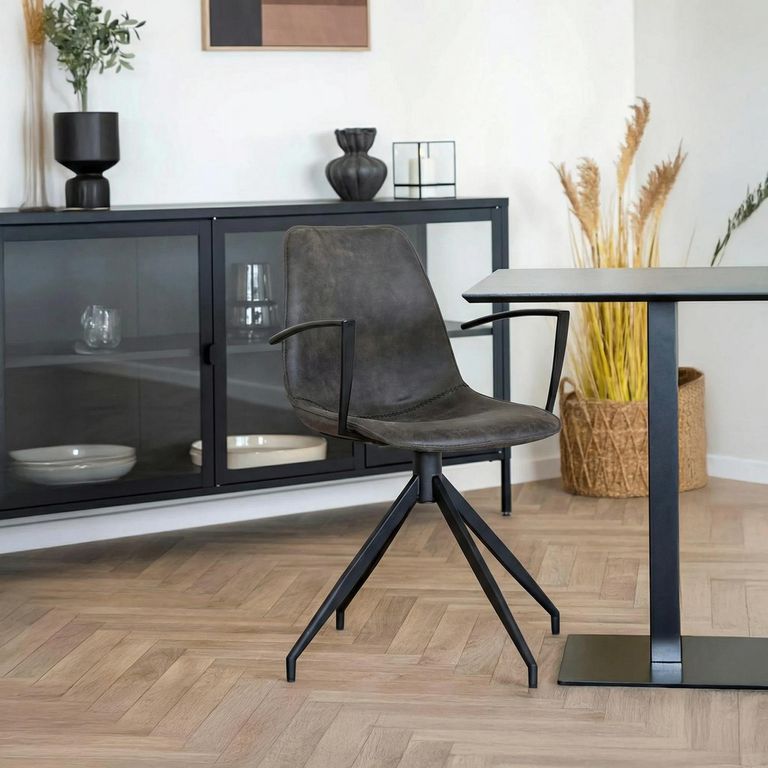 Monaco Dining Armchair - Set of 2 - Grey - Fabric - Swivel