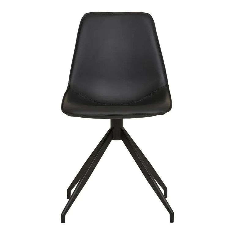 Monaco Dining Chair - Set of 2 - Black - Faux Leather - Swivel