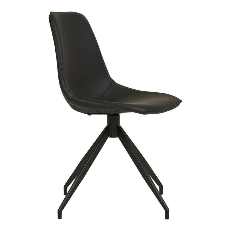 Monaco Dining Chair - Set of 2 - Black - Faux Leather - Swivel