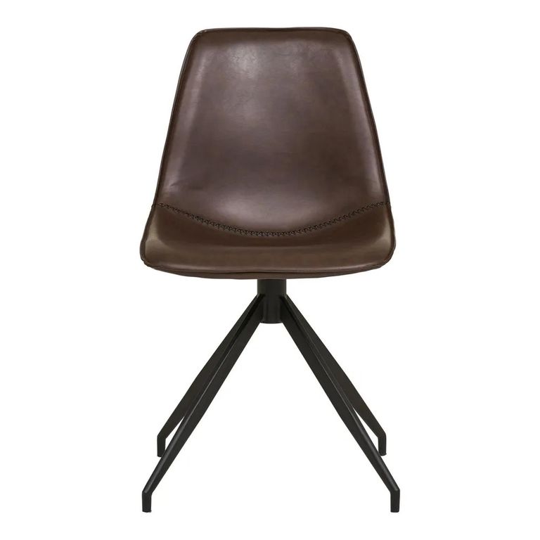 Monaco Dining Chair - Set of 2 - Dark Brown - Faux Leather - Swivel