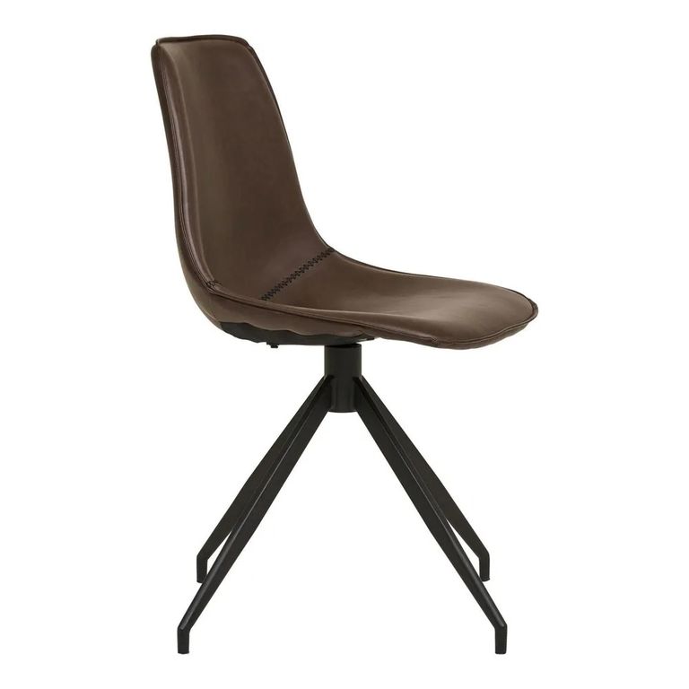Monaco Dining Chair - Set of 2 - Dark Brown - Faux Leather - Swivel
