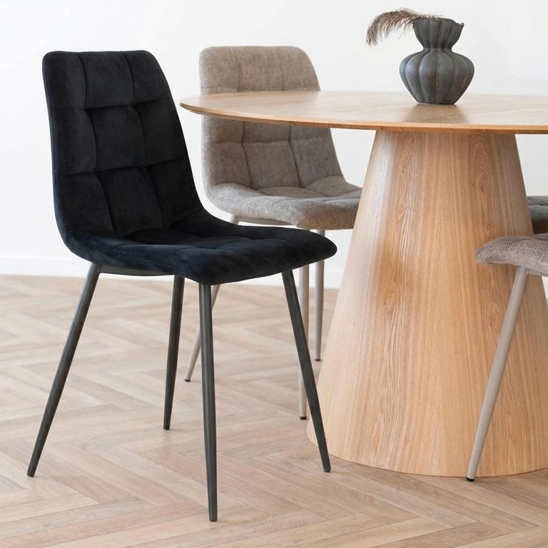 Middelfart Dining Chair - Set of 2 - Black - Velvet Fabric