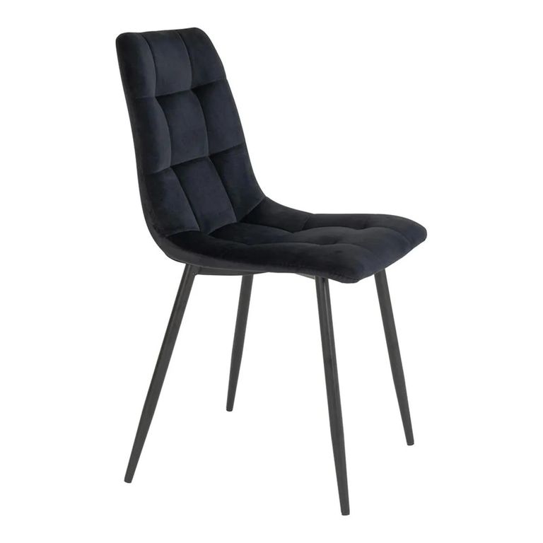 Middelfart Dining Chair - Set of 2 - Black - Velvet Fabric