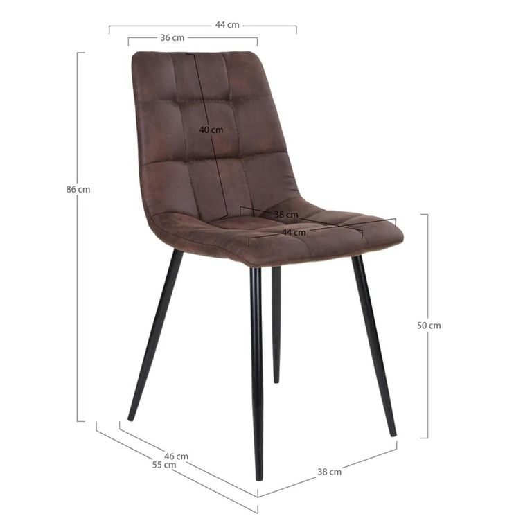Middelfart Dining Chair - Set of 2 - Dark Brown - Fabric