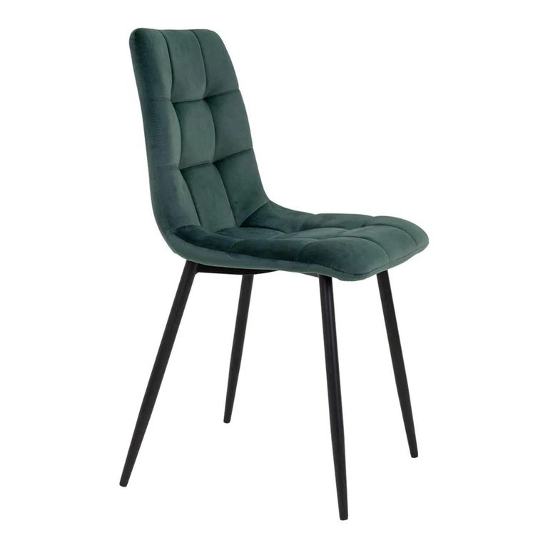 Middelfart Dining Chair - Set of 2 - Dark Green - Velvet Fabric