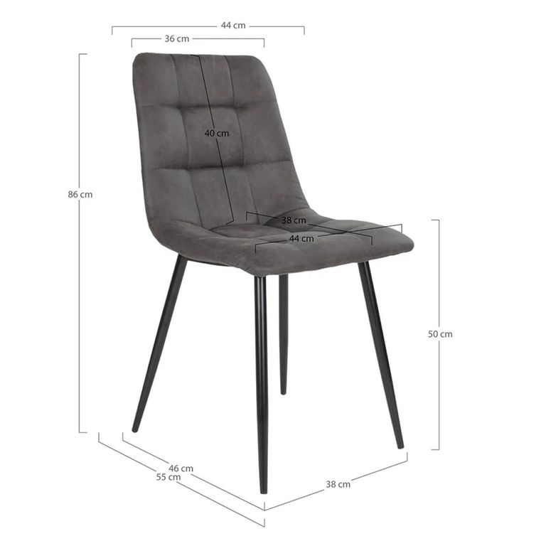 Middelfart Dining Chair - Set of 2 - Dark Grey - Fabric
