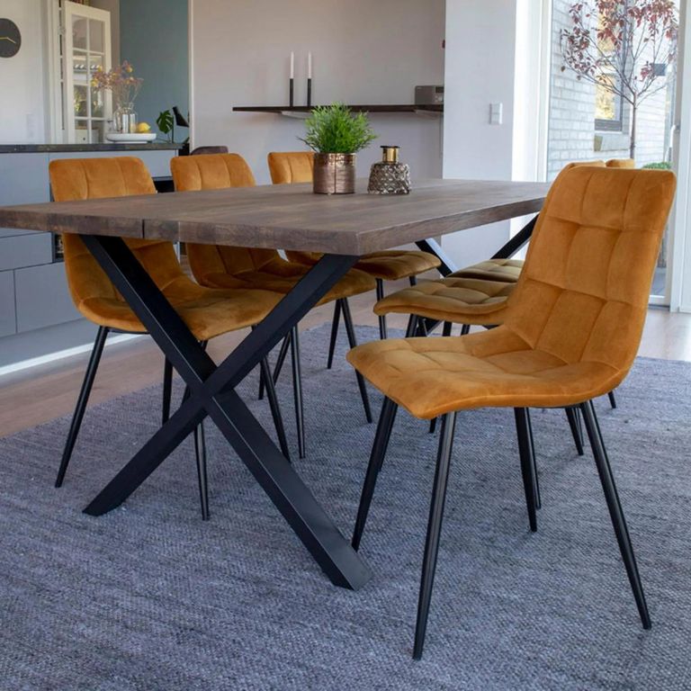 Middelfart Dining Chair - Set of 2 - Mustard - Velvet Fabric