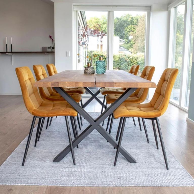 Middelfart Dining Chair - Set of 2 - Mustard - Velvet Fabric