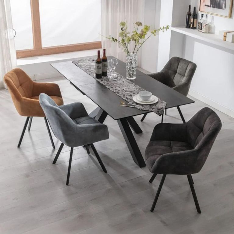 Jade Dining Armchair - Set of 2 - Charcoal Fabric