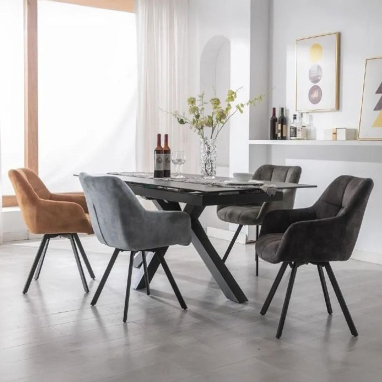 Jade Dining Armchair - Set of 2 - Charcoal Fabric