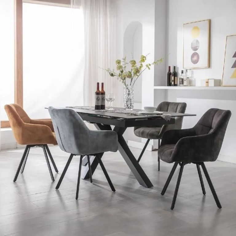 Jade Dining Armchair - Set of 2 - Stone Blue Fabric