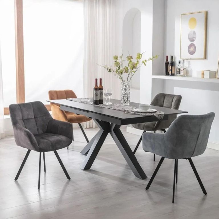 Jade Dining Armchair - Set of 2 - Stone Blue Fabric