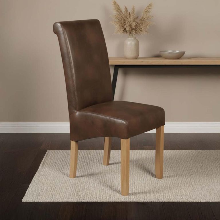 Sophie Dining Chair - Set of 2 - Tan Faux Leather