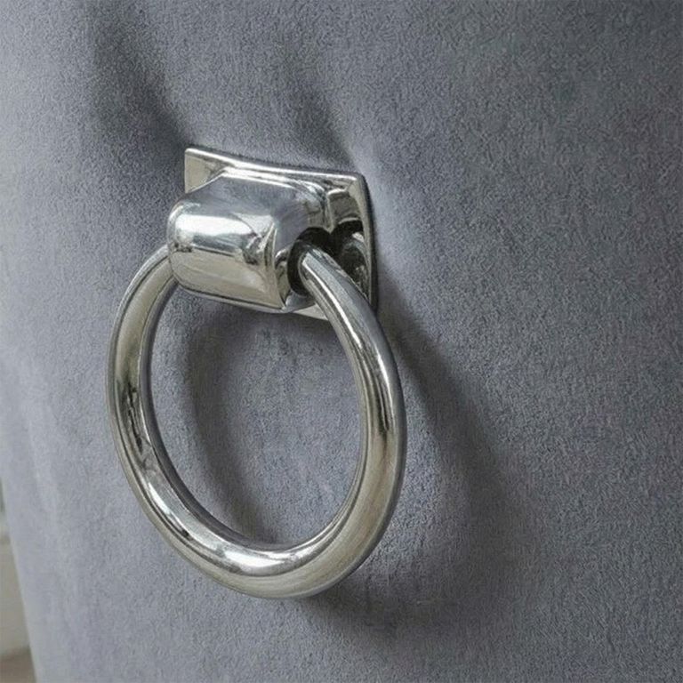 Knocker Back Dining Chair - Grey Velvet Fabric - Chrome Legs