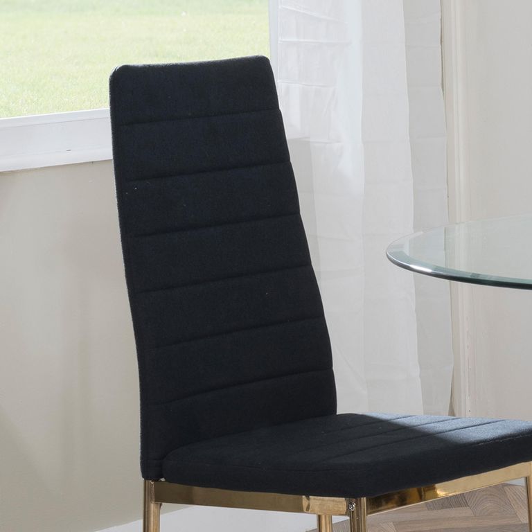 Clearance - Lido Dining Chair - Black Fabric - Gold Legs
