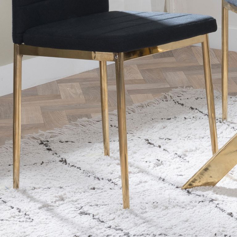 Clearance - Lido Dining Chair - Black Fabric - Gold Legs