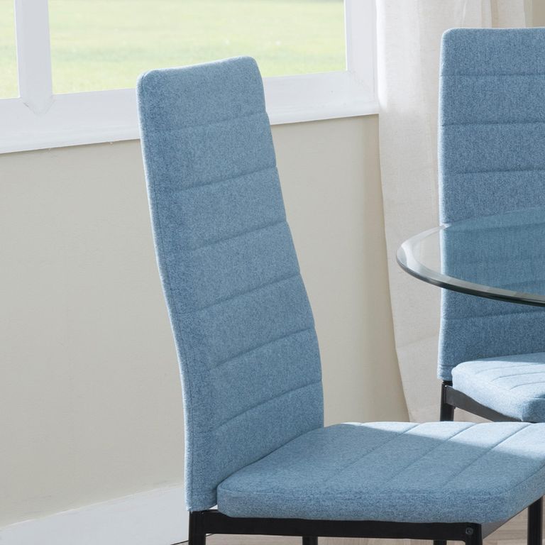 Clearance - Lido Dining Chair - Blue Fabric - Black Legs