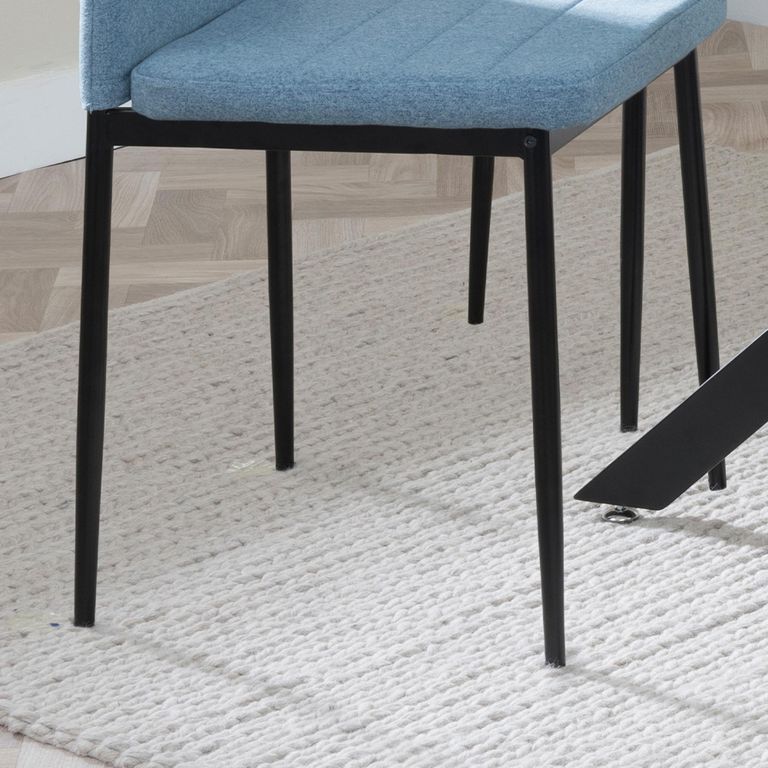Clearance - Lido Dining Chair - Blue Fabric - Black Legs