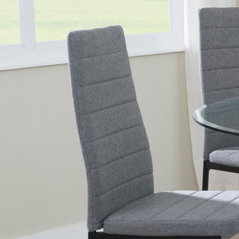 Clearance - Lido Dining Chair - Dark Grey Fabric - Black Legs