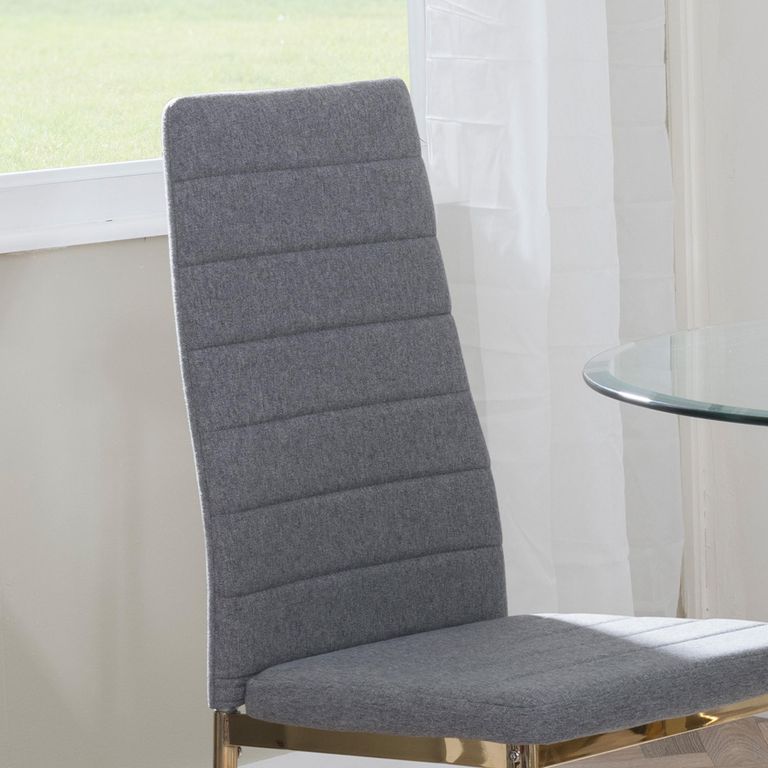 Clearance - Lido Dining Chair - Dark Grey Fabric - Gold Legs