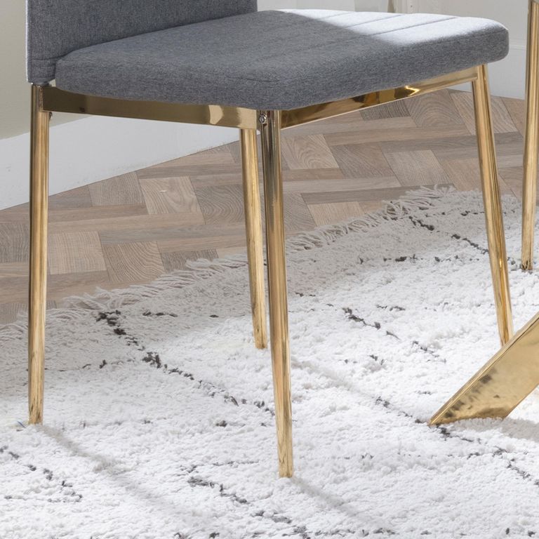 Clearance - Lido Dining Chair - Dark Grey Fabric - Gold Legs