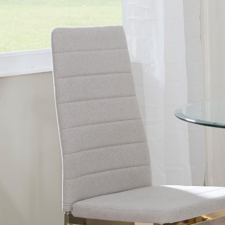 Clearance - Lido Dining Chair - Sand Fabric - Gold Legs