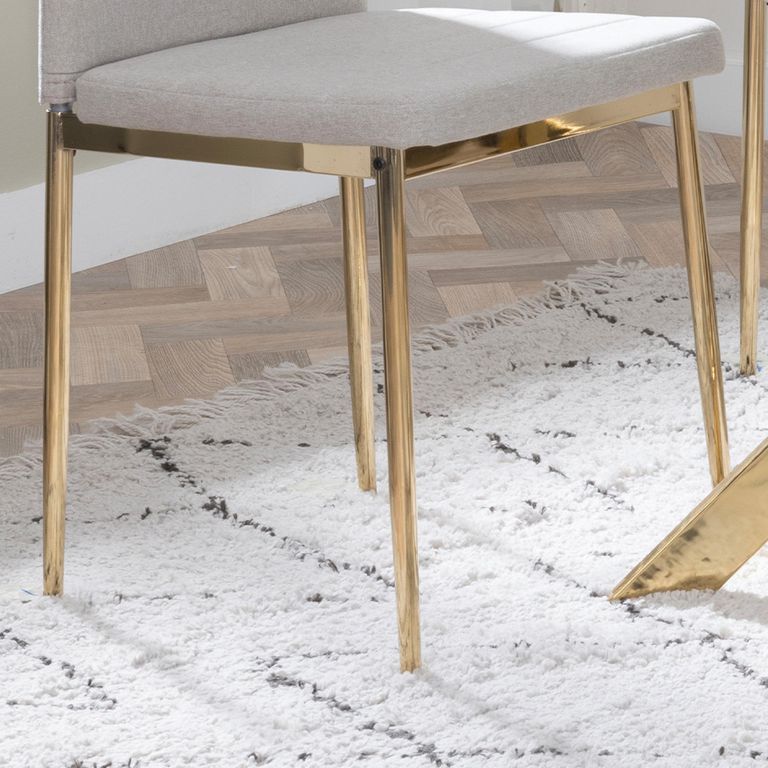 Clearance - Lido Dining Chair - Sand Fabric - Gold Legs