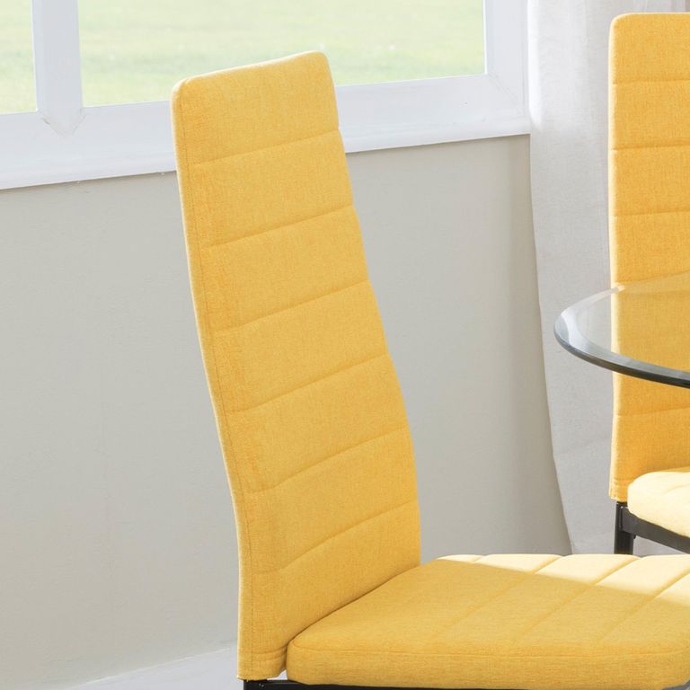 Clearance - Lido Dining Chair - Yellow Fabric - Black Legs