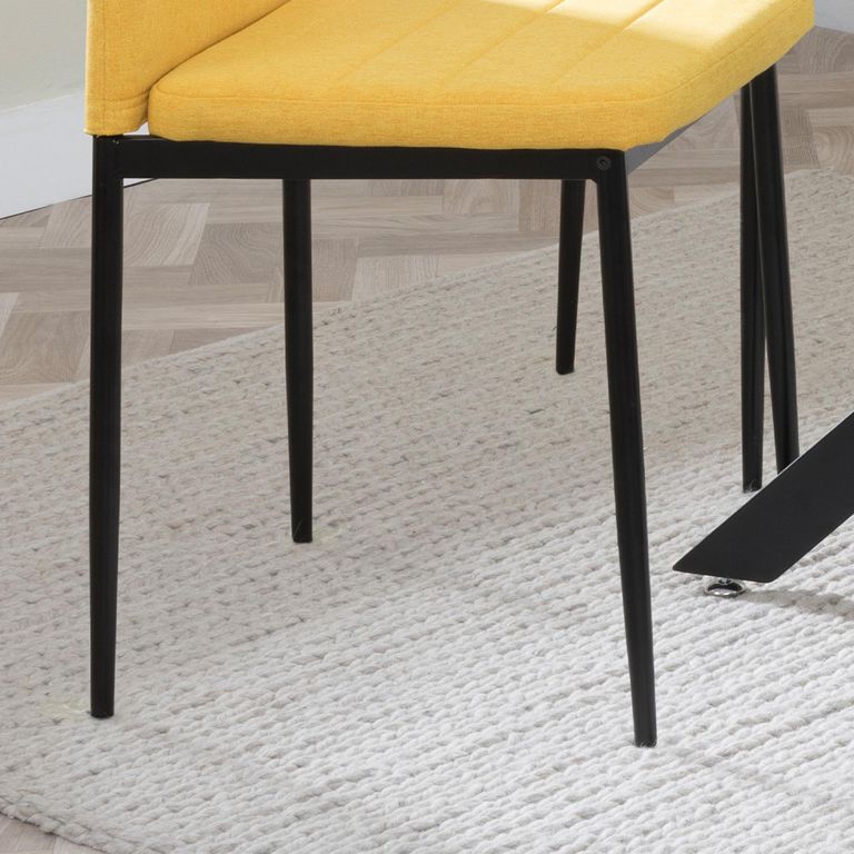 Clearance - Lido Dining Chair - Yellow Fabric - Black Legs
