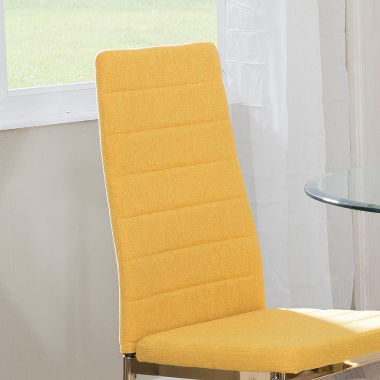 Clearance - Lido Dining Chair - Yellow Fabric - Gold Legs