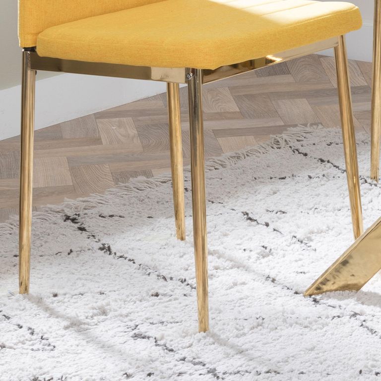 Clearance - Lido Dining Chair - Yellow Fabric - Gold Legs