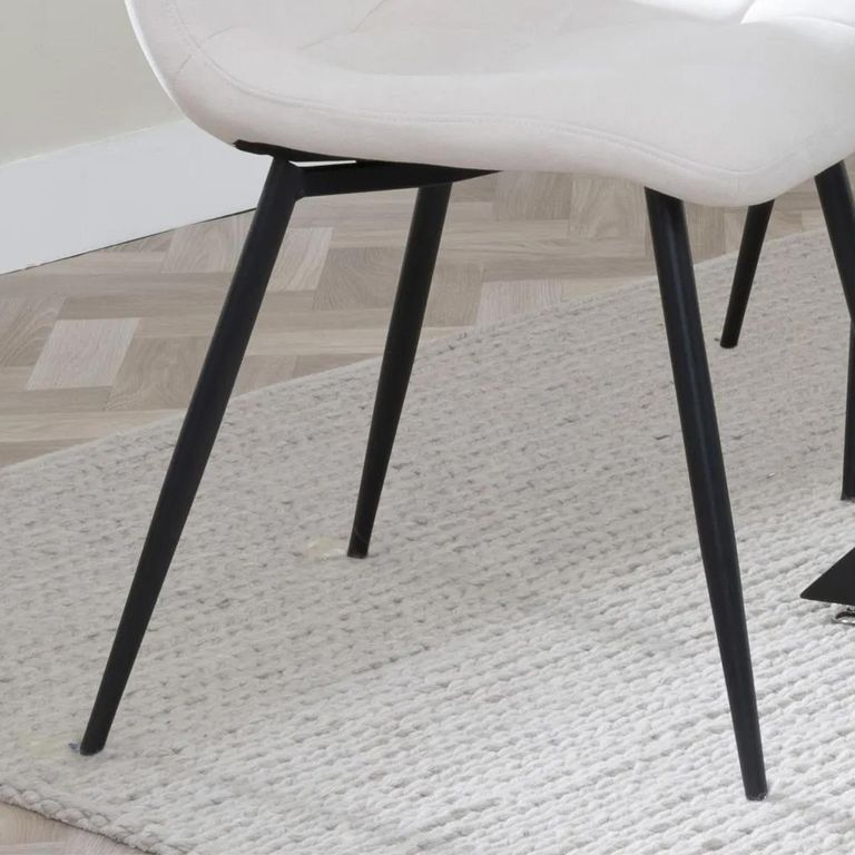 Corona Dining Chair - Beige Fabric - Black Metal Legs