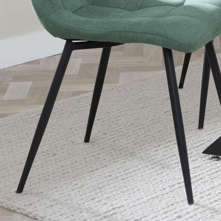 Corona Dining Chair - Green Fabric - Black Metal Legs