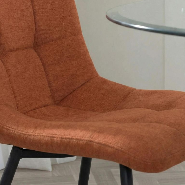 Corona Dining Chair - Orange Fabric - Black Metal Legs