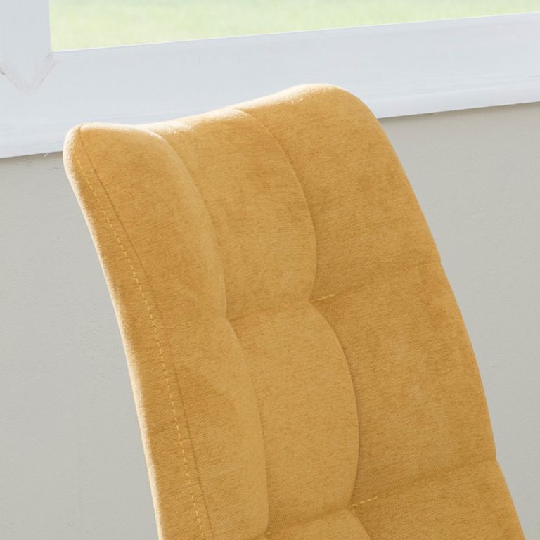 Corona Dining Chair - Yellow Fabric - Black Metal Legs