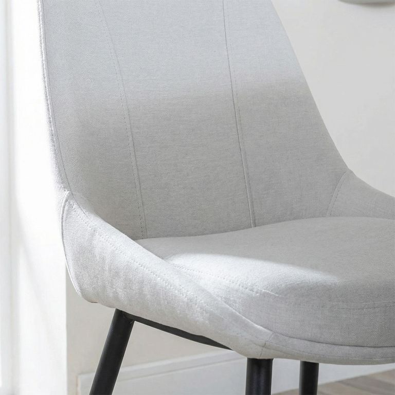 Darwin Dining Chair - Cream Fabric - Black Legs